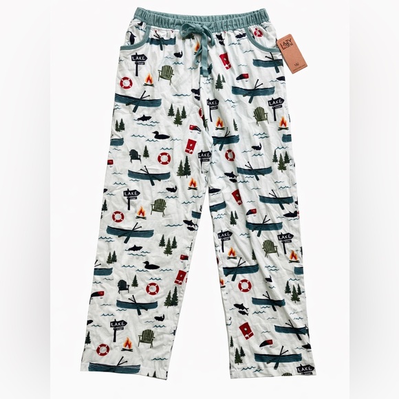 Lazy One Women’s Pajama Pants Lake Print Cotton Lounge Sleep Pants Size LargeNWT - Picture 2 of 8